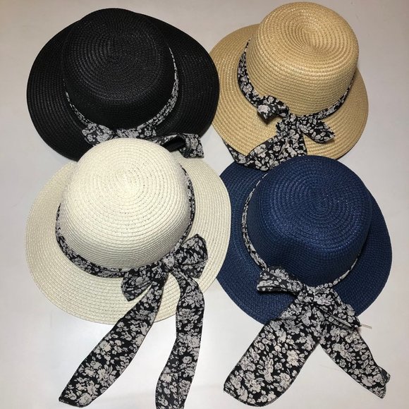 Beach Sun Hat Floral Ribbon Church Bow Women's Packable Cloche Paper SPF50 - Picture 7 of 13